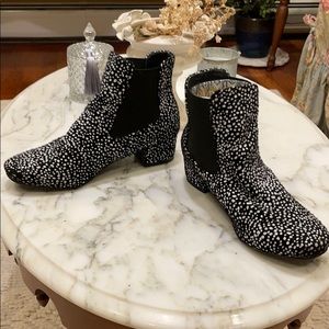 Black and White textiled Bootie